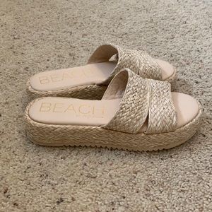 Rattan weaved platform sandal